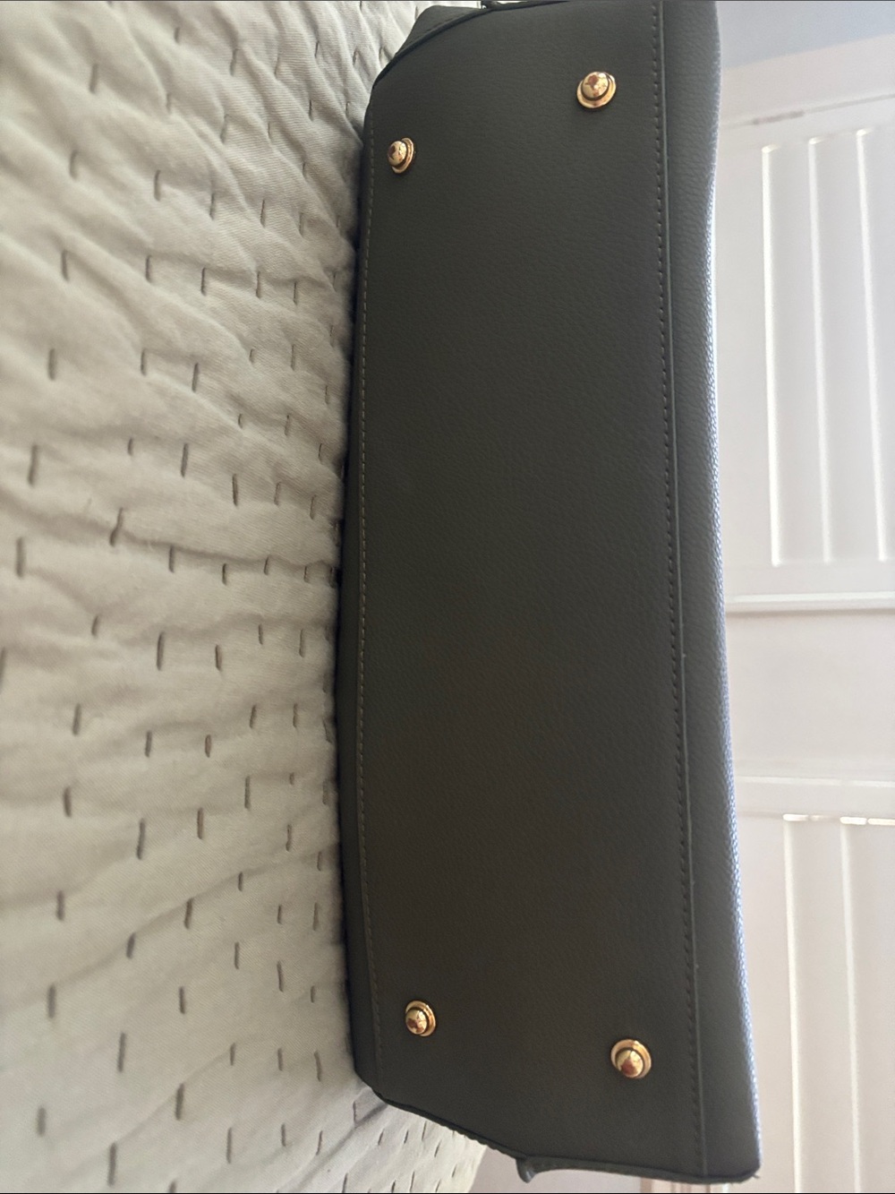 Quince Adeline Leather Women's Olive Green Shopper Tote - Classic Everyday Carry - Picture 12 of 14